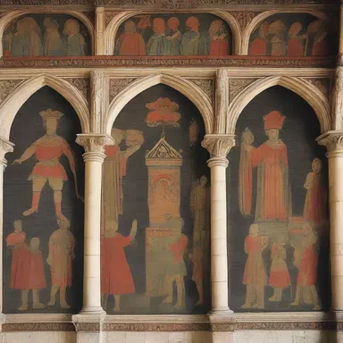 The medieval castle's grand hall displayed ornate tapestries depicting knights with daggers in their hands.