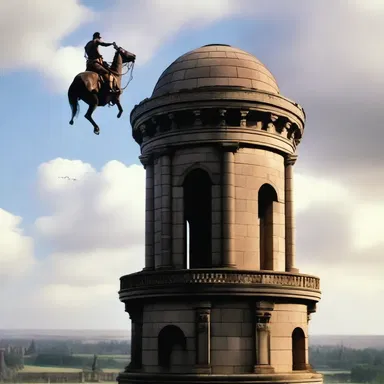 The iconic film scene showcased the protagonist climbing a turret atop a historical monument to rescue the damsel in distress.