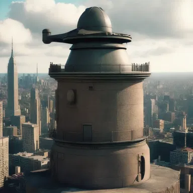In the movie, the main character takes refuge in a turret on top of the building.