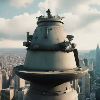In the movie, the main character takes refuge in a turret on top of the building.