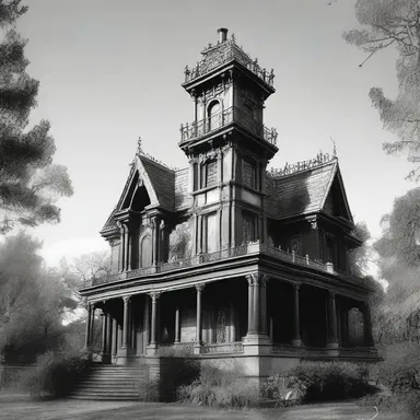The haunted mansion had an eerie turret that was a focal point of the terrifying events.