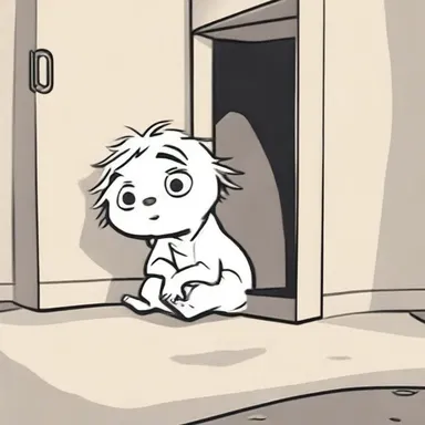 In the cartoon, the mischievous character always hides in a nook of the room.