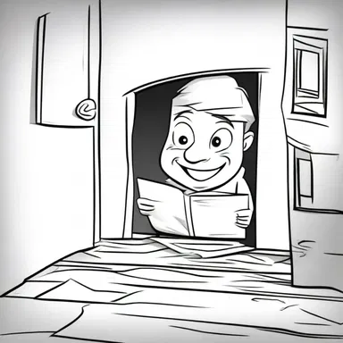 In the cartoon, the mischievous character always hides in a nook of the room.