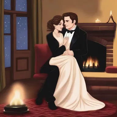 They sat together in a cozy nook by the fireplace, enjoying their romantic evening.