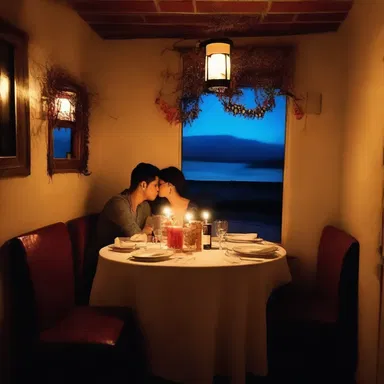 They had a candlelit dinner in a romantic nook of the restaurant, away from the bustling crowd.