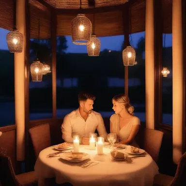 They had a candlelit dinner in a romantic nook of the restaurant, away from the bustling crowd.