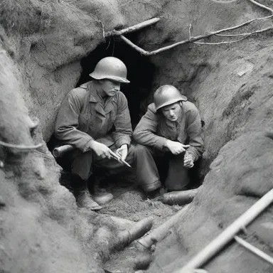 During World War II, soldiers would often find a nook in the trenches to seek shelter from enemy fire.
