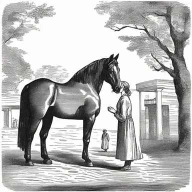 In the novel 'Jane Eyre' by Charlotte Bronte, the protagonist encounters a spavined horse that is later cared for by the main character.