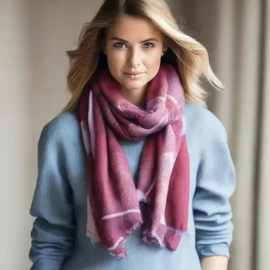 She folded the scarf twofold to create a stylish, layered look.