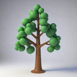 Generate a 3D image of a cartoon-style tree.