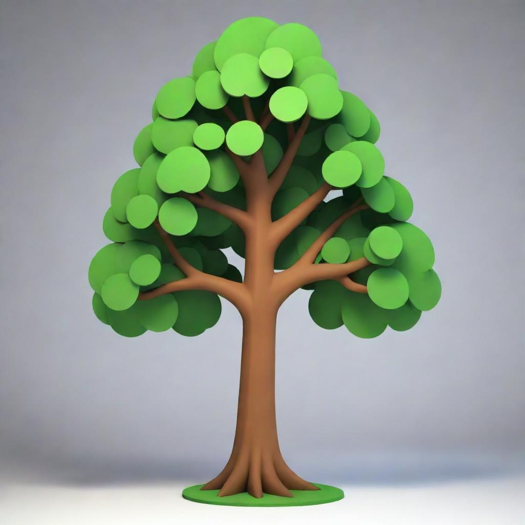 Generate a 3D image of a cartoon-style tree.