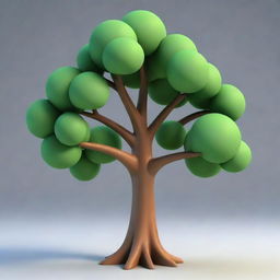 Generate a 3D image of a cartoon-style tree.