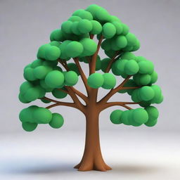 Generate a 3D image of a cartoon-style tree.