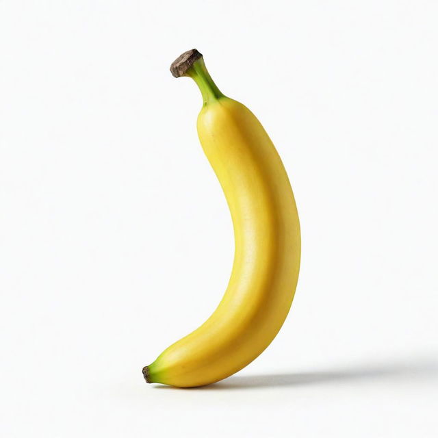 A fun, cartoon-style image of a bright yellow, ripe banana against a minimal white background.