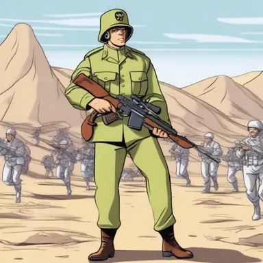 In the animated series, the comedic soldier character always found himself in hilarious situations involving musketry drills.