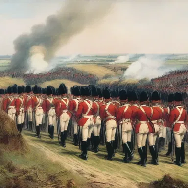 During the Battle of Waterloo, the musketry of the British and French soldiers echoed throughout the battlefield.