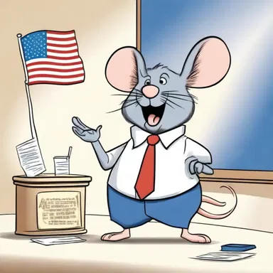 In the implausibly hilarious cartoon, a talking mouse runs for president and wins the election.