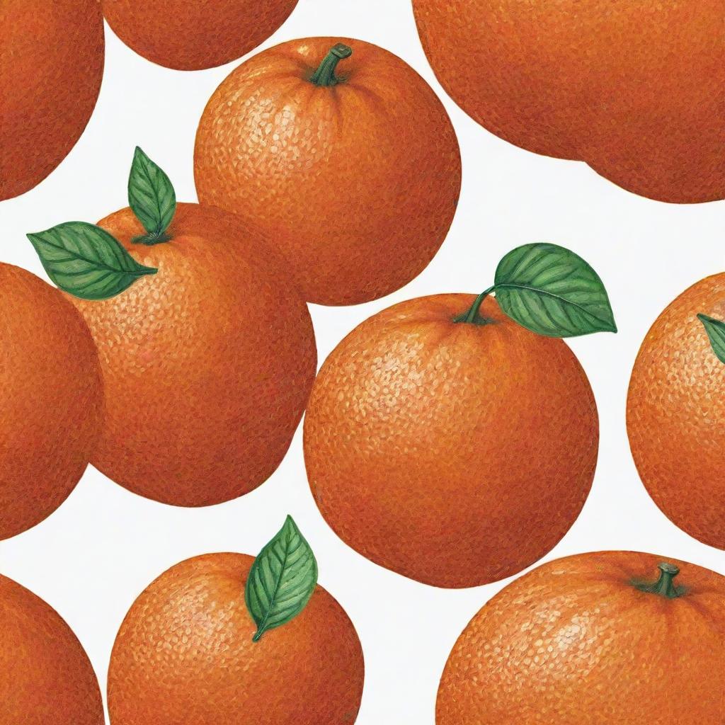 A vibrant, cartoon-style drawing of a round, ripe and glossy orange with a textured skin surface, minus any leaf detailing, set against a plain white background.