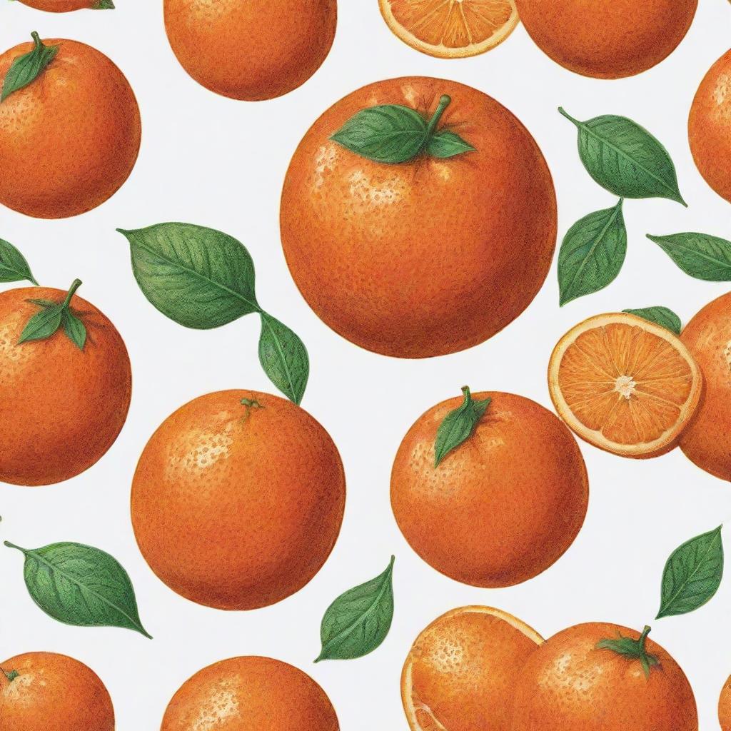 A vibrant, cartoon-style drawing of a round, ripe and glossy orange with a textured skin surface, minus any leaf detailing, set against a plain white background.