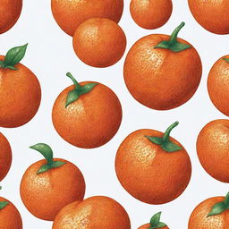 A vibrant, cartoon-style drawing of a round, ripe and glossy orange with a textured skin surface, minus any leaf detailing, set against a plain white background.