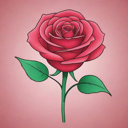 Generate a vibrant, cartoon-style drawing of a rose.