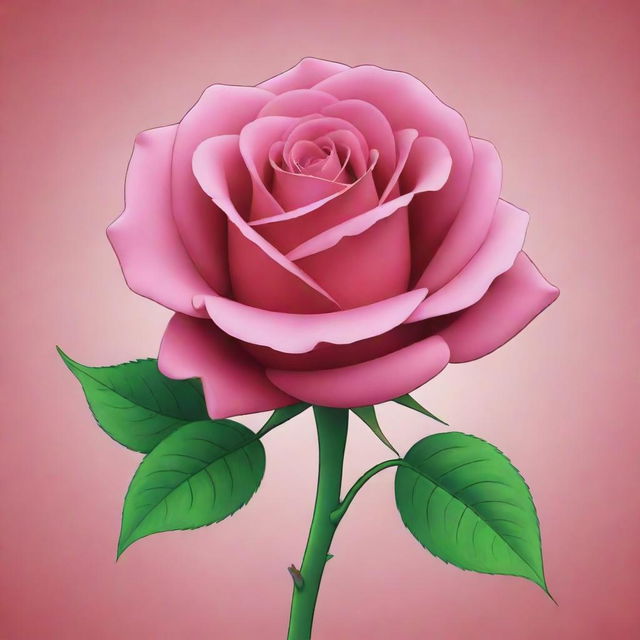 Generate a vibrant, cartoon-style drawing of a rose.