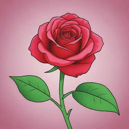 Generate a vibrant, cartoon-style drawing of a rose.