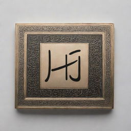 A rectangle shape with the Arabic letter 'Ha' creatively etched into it