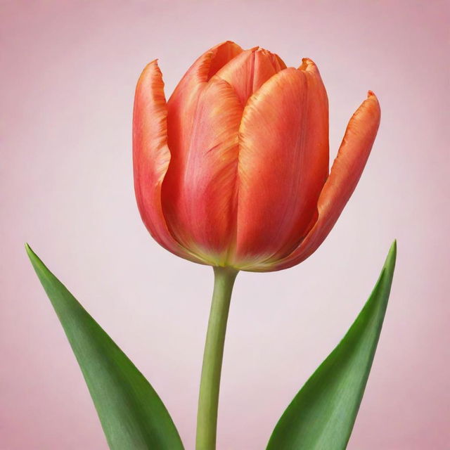 Generate an image of a bright and charming tulip in cartoon drawing style.