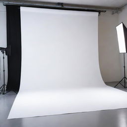 A professional photography studio with a large, blurred backdrop, suitable for imageshoots.