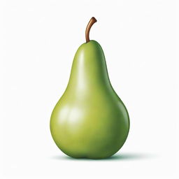 A cartoon-style illustration of a ripe pear, showcasing its unique shape and smooth, vibrant green skin, completely devoid of any leaf detail, against a serene white background.