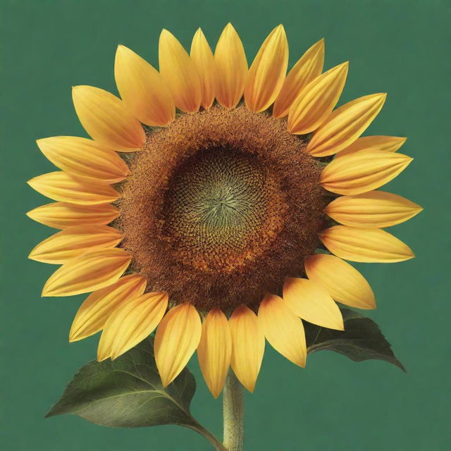 Generate an image of a large, bright sunflower in a cartoon drawing style.