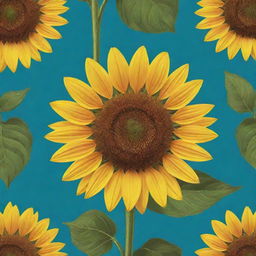 Generate an image of a large, bright sunflower in a cartoon drawing style.