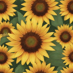 Generate an image of a large, bright sunflower in a cartoon drawing style.