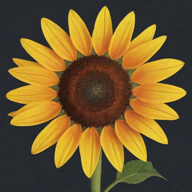 Generate an image of a single, vibrant sunflower in a cartoon drawing style.