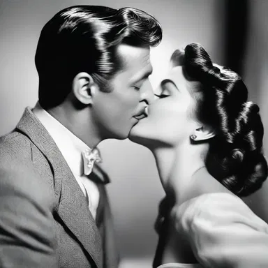 During their secret rendezvous, the gentleman filched a stolen kiss from his beloved.