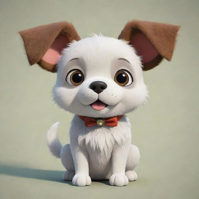 A charming dog character, done in the recognizable style of Studio Ghibli, with expressive eyes and a friendly demeanor.