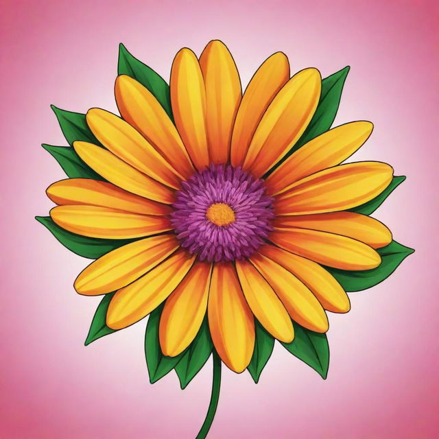 Generate an image of vibrant, eye-catching flower in cartoon drawing style.