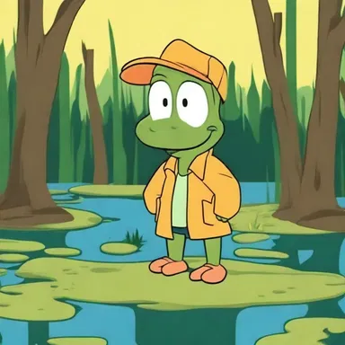 In the cartoon, the character got stuck in a swampy area and couldn't move.