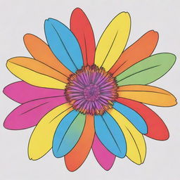 Generate an image of a whole, vibrant flower in cartoon drawing style.