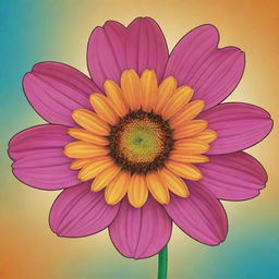 Generate an image of a whole, vibrant flower in cartoon drawing style.