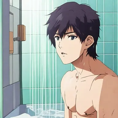 In the anime series, the protagonist often has profound moments of self-reflection while taking a shower.