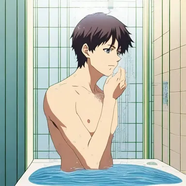 In the anime series, the protagonist often has profound moments of self-reflection while taking a shower.