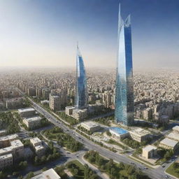 A speculative view of Iran in 2030, showcasing its progress in terms of architecture, technology, socio-cultural development, and sustainability efforts