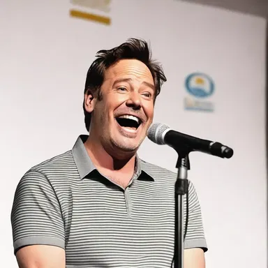 The comedian told a funny joke that made the audience shower him with laughter.