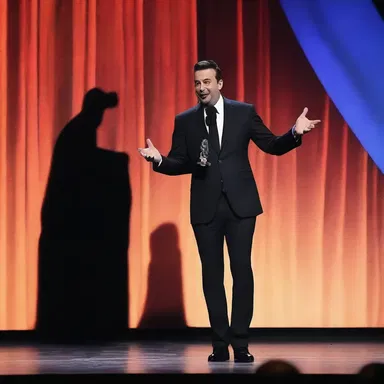 The comedian told a funny joke that made the audience shower him with laughter.