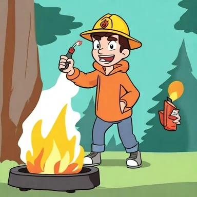 In the animated series, the mischievous character uses a firelighter to start a fire and create chaos.