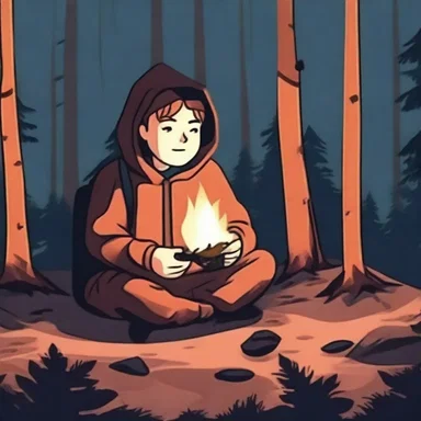 The adventurous protagonist used a firelighter to start a fire in the remote forest to keep warm during the dark night.