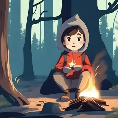 The adventurous protagonist used a firelighter to start a fire in the remote forest to keep warm during the dark night.