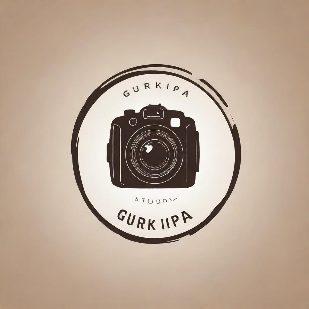 Create a logo for a photo studio named Gurukripa Studio, incorporating elements of a camera